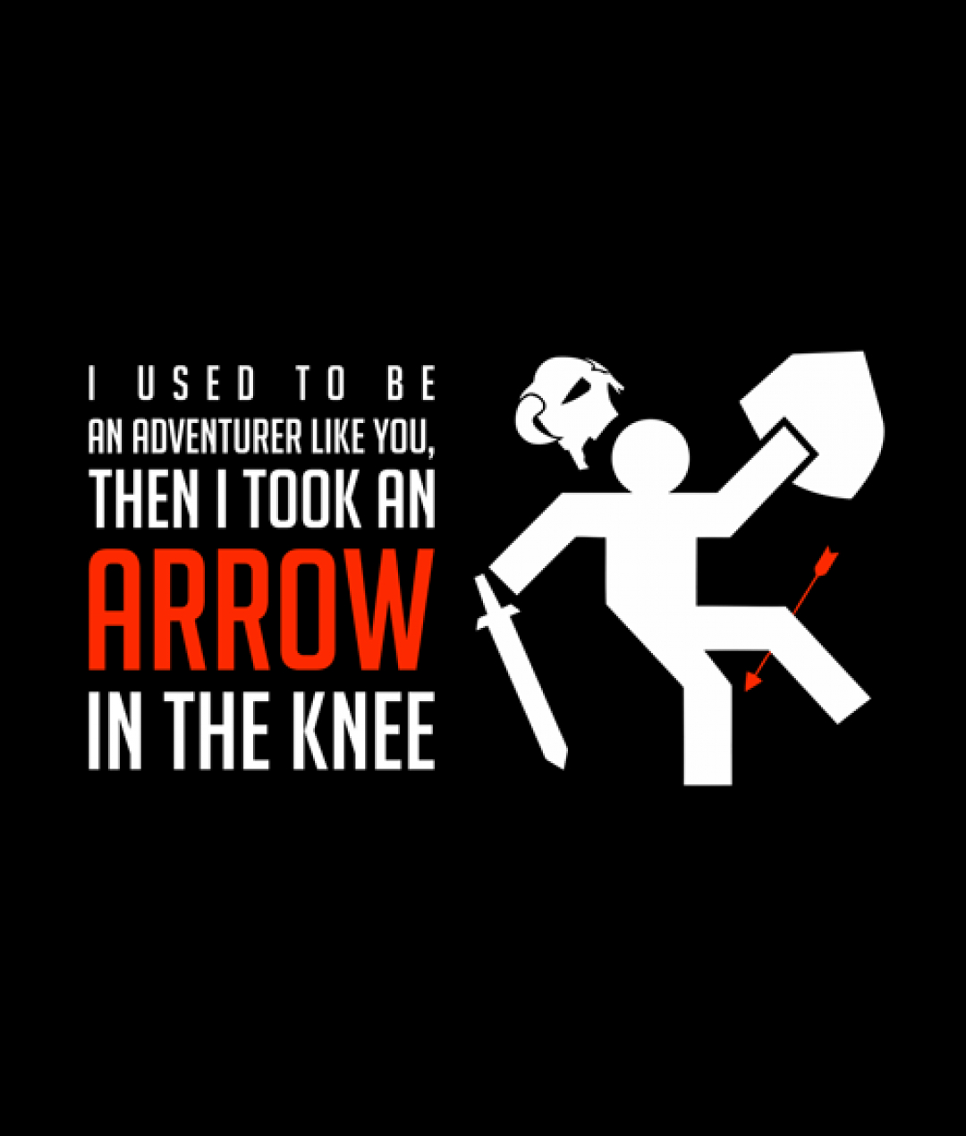 He likes adventure. Arrow to the Knee. I used to be an Adventurer like you, then i took an arrow in the Knee.