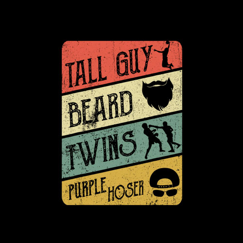 tall guy beard twins purple hoser