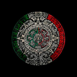 Aztec Calendar Sun Stone Mexican Art Carving Maya Mayans T Shirt